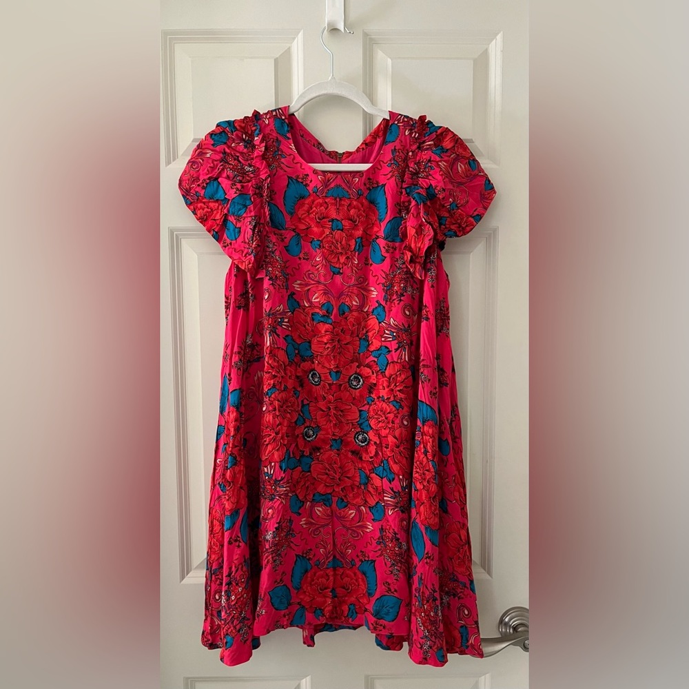 Free People Yara Printed Mini Dress Flowy lightweight boho Short flutter sleeves